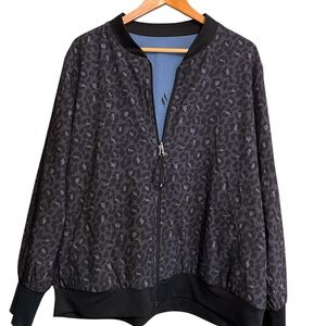 Skechers Black Leopard Print Bomber Jacket